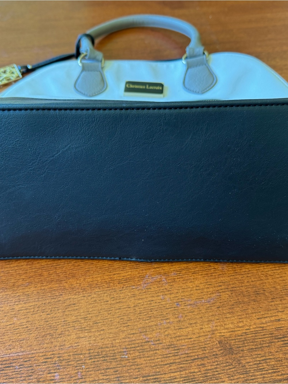 Christian Lacroix White, Black & Gray Structured Leather Satchel - Picture 2 of 5